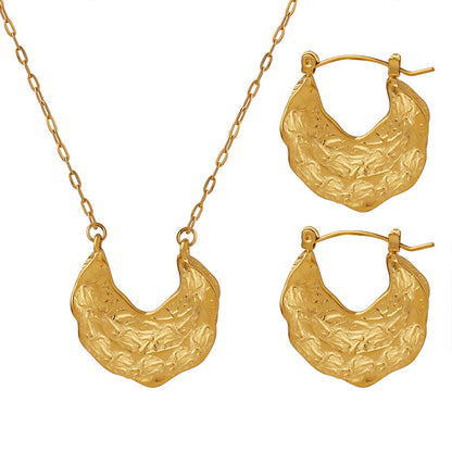 Geometric Hammered Texture Titanium Steel Jewelry