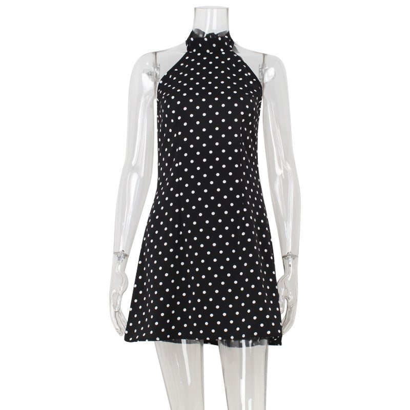 French Halterneck Polka Dot Dress