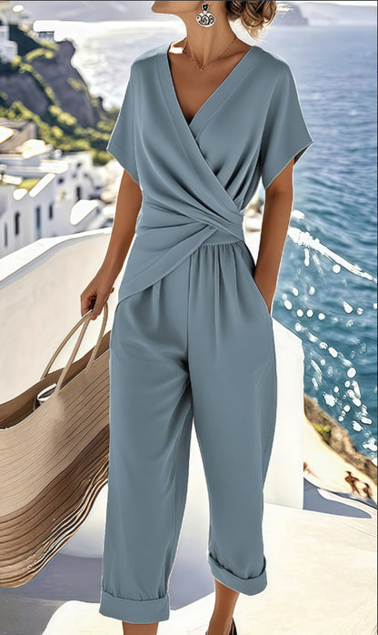 Women's Solid Color Short Sleeve Set