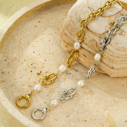 Geometric Shell Bead Gold Plated Bracelet