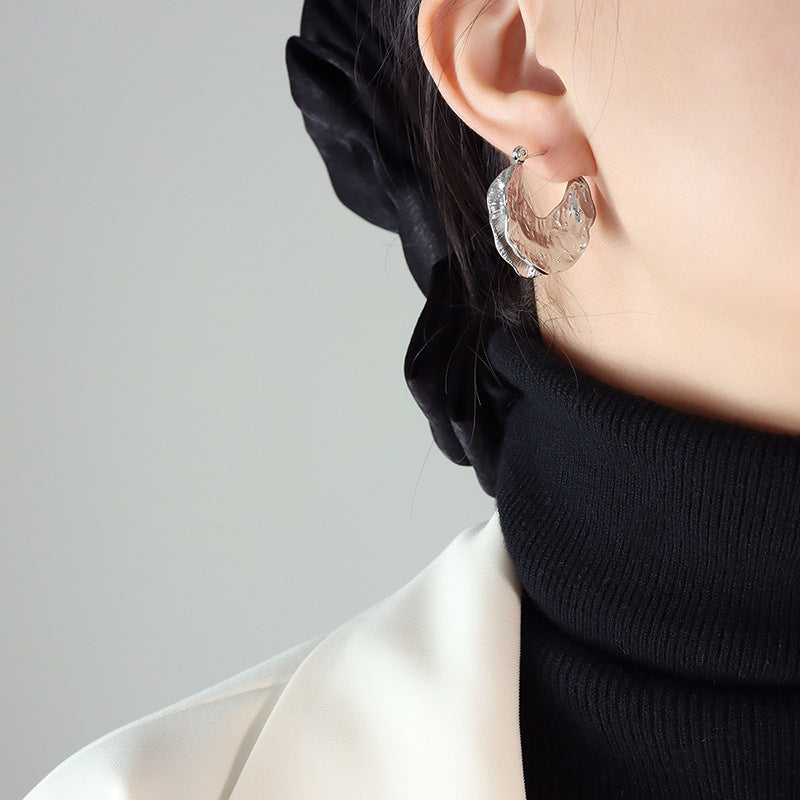 Geometric Hammered Texture Titanium Steel Jewelry