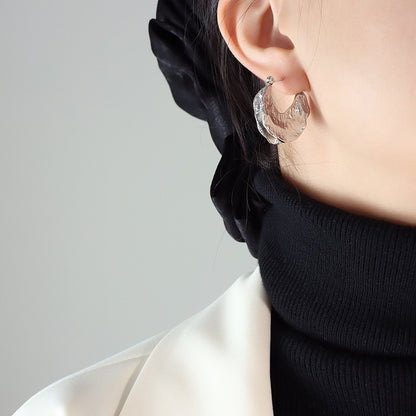 Geometric Hammered Texture Titanium Steel Jewelry