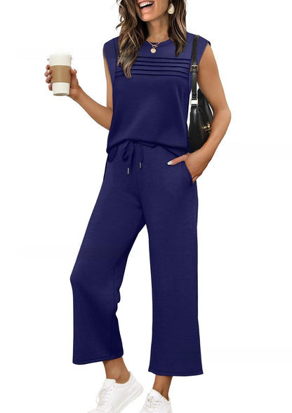 Women's Casual Sweatshirt Vest and Pants Set
