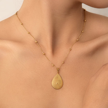 Titanium Steel Water Drop Necklace and Earrings