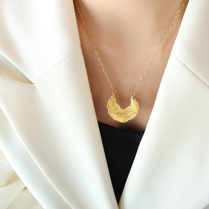 Geometric Hammered Texture Titanium Steel Jewelry