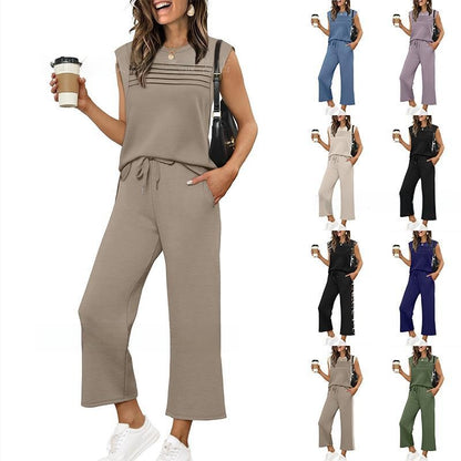 Women's Casual Sweatshirt Vest and Pants Set