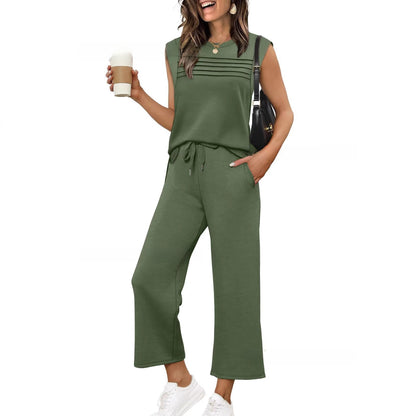 Women's Casual Sweatshirt Vest and Pants Set