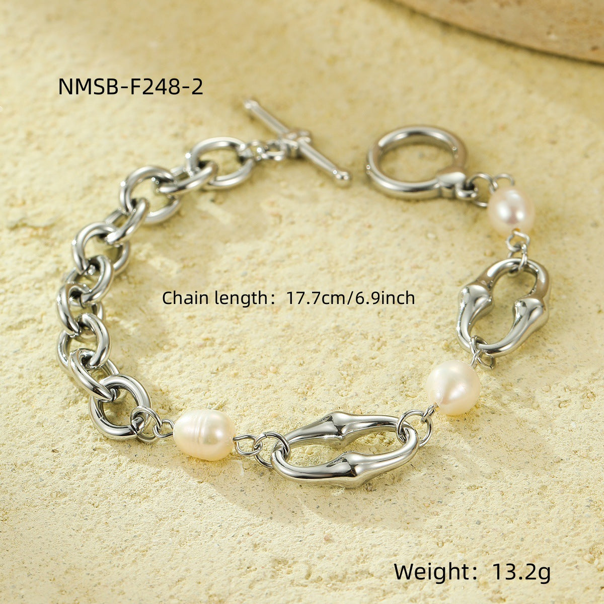 Geometric Shell Bead Gold Plated Bracelet
