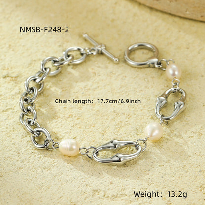 Geometric Shell Bead Gold Plated Bracelet