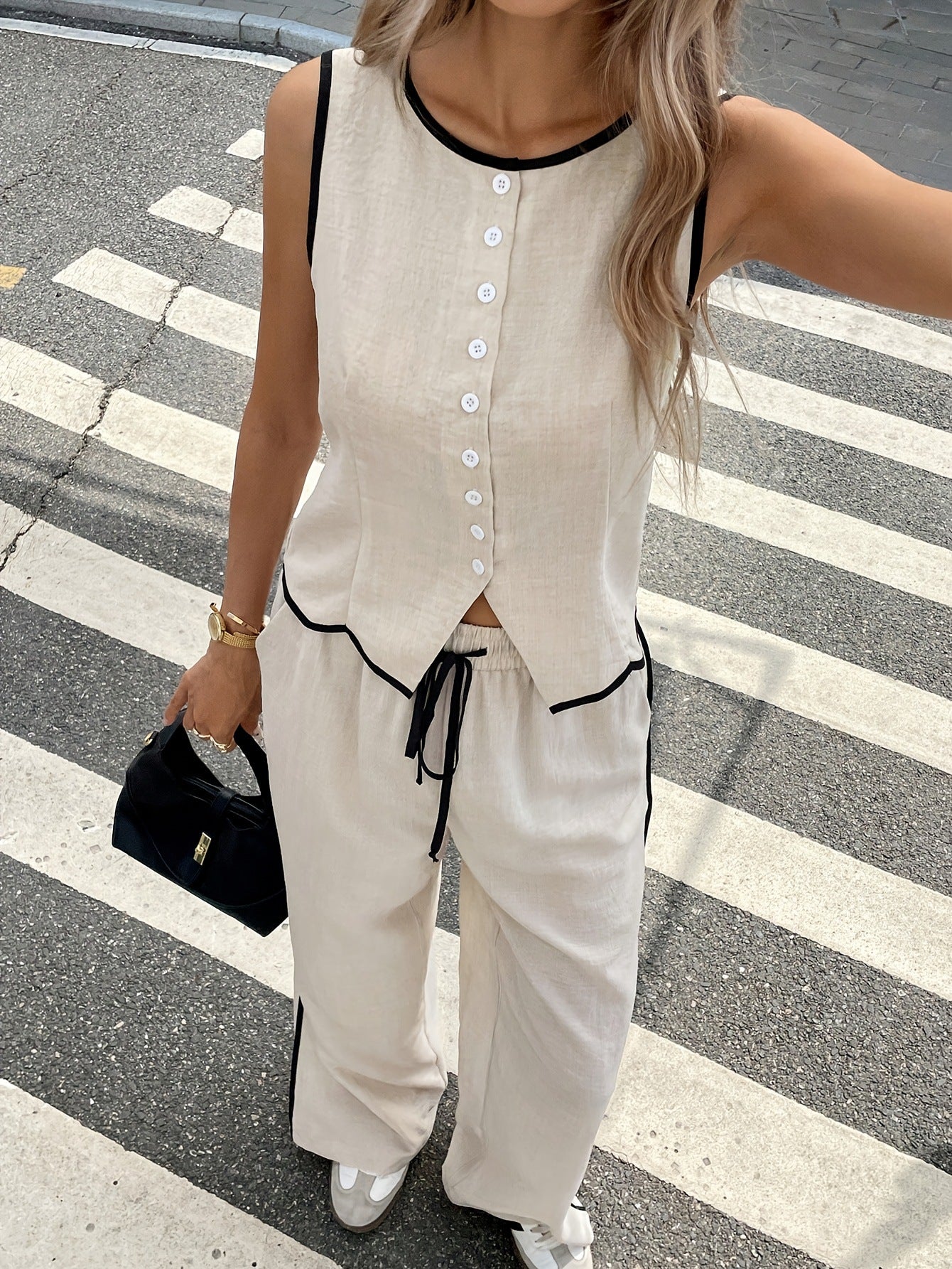 Sleeveless Vest and Drawstring Trousers Set