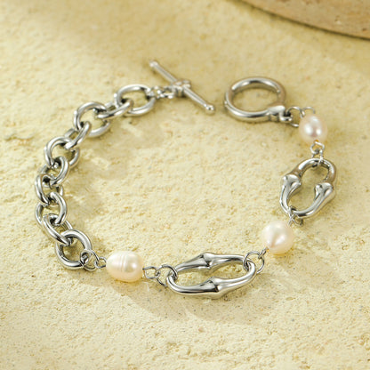 Geometric Shell Bead Gold Plated Bracelet