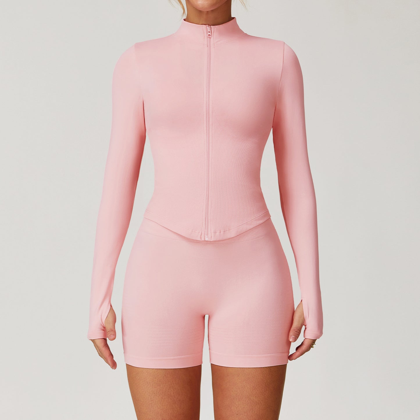Seamless Racerback Yoga Set with Ribbed Waist