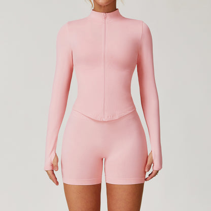 Seamless Racerback Yoga Set with Ribbed Waist