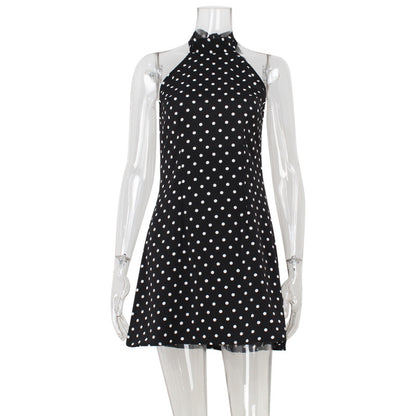 French Halterneck Polka Dot Dress