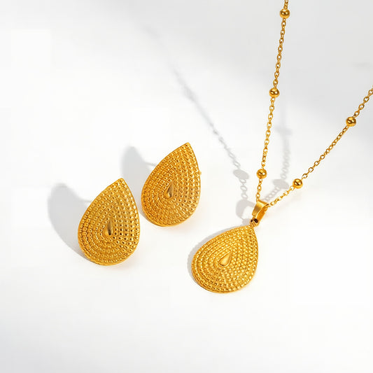 Titanium Steel Water Drop Necklace and Earrings