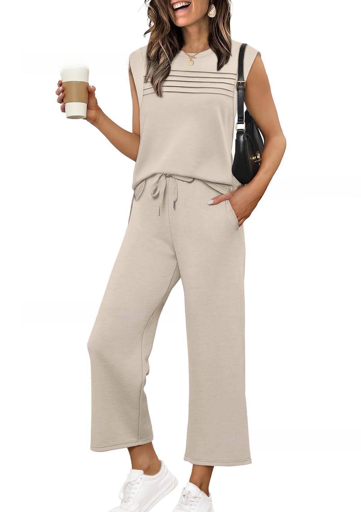 Women's Casual Sweatshirt Vest and Pants Set