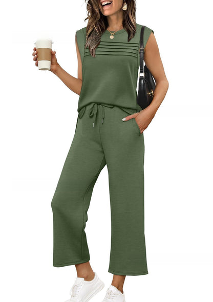 Women's Casual Sweatshirt Vest and Pants Set