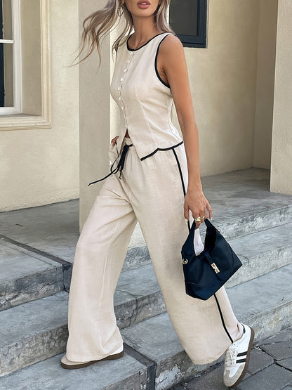 Sleeveless Vest and Drawstring Trousers Set