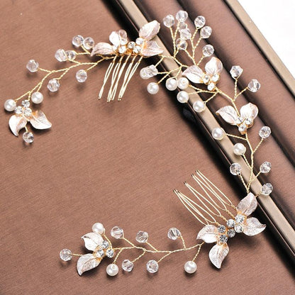 Pearl Leaf Comb Headband Hair Accessories For Women Tiara Headband Wedding Accessories Headband on the head Gorgeous Hair Accessories For Women